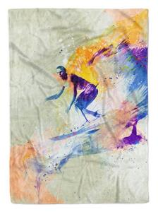 Sinus Art Handtücher »SplashArt Sport Handtuch Strandhandtuch Saunatuch Kuscheldecke Kunstvoll Surfer Sporthand« (1-St), Handtuch