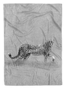 Sinus Art Handtücher »Handtuch Strandhandtuch Saunatuch Kuscheldecke Grau Gepard Motiv Kunstvoll« (1-St), Handtuch