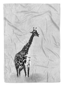 Sinus Art Handtücher »Handtuch Strandhandtuch Saunatuch Kuscheldecke Grau Giraffe Motiv« (1-St), Handtuch