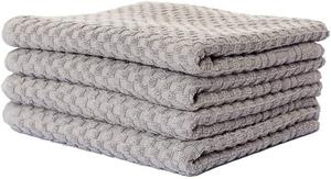 Carenesse Handtücher »50 x 100 cm grau, 4-er Pack, Handtuch Set Waffelmuster & Bordüre«, 100% Baumwolle I Frottee Handtücher fusselfrei & saugstark Bath Towel