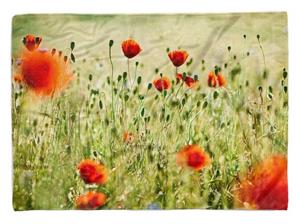 Sinus Art Handtücher »Handtuch Strandhandtuch Saunatuch Kuscheldecke mit Fotomotiv Mohnblumen Feldblu« (1-St), Handtuch