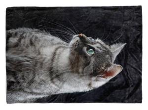 Sinus Art Handtücher »Handtuch Strandhandtuch Saunatuch Kuscheldecke mit Tiermotiv kleine Katze Kätzc« (1-St), Handtuch