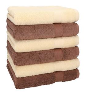 Betz Handtücher »6 Stück Handtücher Größe 50 x 100 cm Premium Handtuch Set 100% Baumwolle Farbe beige/nuss Braun« (6-St)