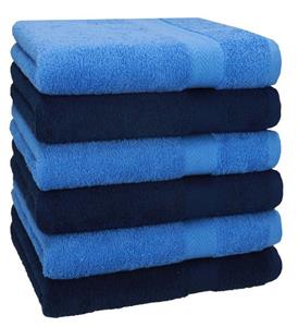 Betz Handtücher »6 Stück Handtücher Größe 50 x 100 cm Premium Handtuch Set 100% Baumwolle Farbe dunkelblau/hellblau« (6-St)