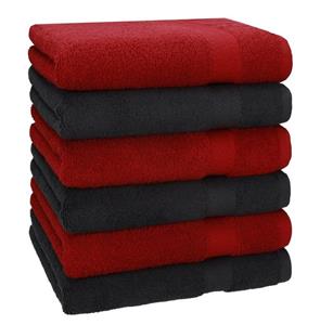 Betz Handtücher »6 Stück Handtücher Größe 50 x 100 cm Premium Handtuch Set 100% Baumwolle Farbe rubinrot/Graphit Grau« (6-St)