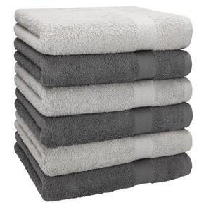 Betz Handtücher »6 Stück Handtücher Größe 50 x 100 cm Premium Handtuch Set 100% Baumwolle Farbe Silber/Anthrazit Grau« (6-St)