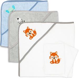 Babykajo Kapuzenhandtuch (3-St), Kuschliges Baby Handtuch mit Waschlappen