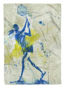 Sinus Art Handtücher »SplashArt Sport Handtuch Strandhandtuch Saunatuch Kuscheldecke Kunstvoll Tennis III Sport« (1-St), Handtuch