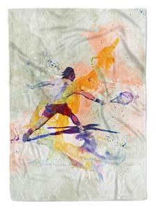 Sinus Art Handtücher »SplashArt Sport Handtuch Strandhandtuch Saunatuch Kuscheldecke Kunstvoll Tennis V Sportha« (1-St), Handtuch