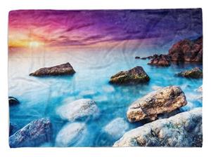 Sinus Art Handtücher »Handtuch Strandhandtuch Saunatuch Kuscheldecke mit Fotomotiv Felsen Sonnenunter« (1-St), Handtuch