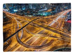 Sinus Art Handtücher »Handtuch Strandhandtuch Saunatuch Kuscheldecke mit Fotomotiv Autobahnringe bei« (1-St), Handtuch