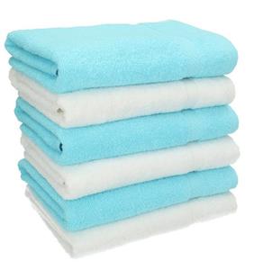 Betz Handtücher »6 Stück Handtücher Palermo 100% Baumwolle Größe 50 x 100 cm Handtuch Set Farbe weiß und türkis«