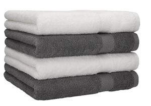 Betz Handtücher »4 Stück Handtücher Premium 100% Baumwolle 4 Handtücher Farbe weiß und anthrazit«
