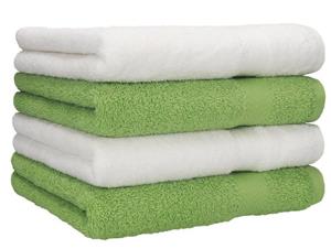 Betz Handtücher »4 Stück Handtücher Premium 100% Baumwolle 4 Handtücher Farbe weiß und apfelgrün«