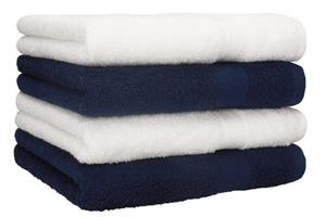 Betz Handtücher »4 Stück Handtücher Premium 100% Baumwolle 4 Handtücher Farbe weiß und dunkelblau«