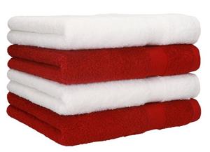 Betz Handtücher »4 Stück Handtücher Premium 100% Baumwolle 4 Handtücher Farbe weiß und dunkelrot«