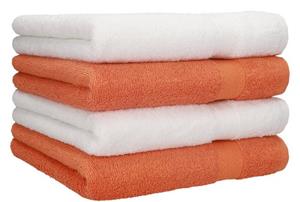Betz Handtücher »4 Stück Handtücher Premium 100% Baumwolle 4 Handtücher Farbe weiß und orange«