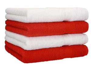 Betz Handtücher »4 Stück Handtücher Premium 100% Baumwolle 4 Handtücher Farbe weiß und rot«