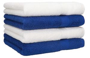 Betz Handtücher »4 Stück Handtücher Premium 100% Baumwolle 4 Handtücher Farbe weiß und royalblau«