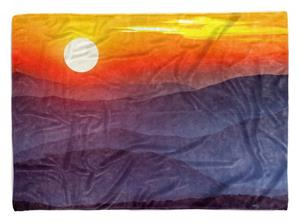 Sinus Art Handtücher »Handtuch Strandhandtuch Saunatuch Kuscheldecke mit Fotomotiv Bergkette Sonnenuntergang ro« (1-St), Handtuch