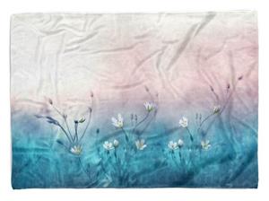 Sinus Art Handtücher »Handtuch Strandhandtuch Saunatuch Kuscheldecke mit Fotomotiv weiße Blumen Blau« (1-St), Handtuch