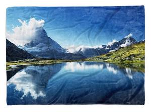 Sinus Art Handtücher »Handtuch Strandhandtuch Saunatuch Kuscheldecke mit Fotomotiv Bergsee Alpen Wolken Schön« (1-St), Handtuch