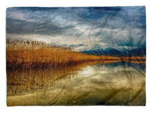 Sinus Art Handtücher »Handtuch Strandhandtuch Saunatuch Kuscheldecke mit Fotomotiv Bergsee Berge Anden« (1-St), Handtuch