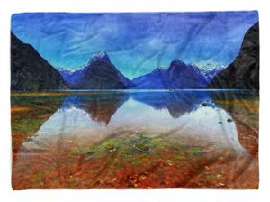 Sinus Art Handtücher »Handtuch Strandhandtuch Saunatuch Kuscheldecke mit Fotomotiv Bergsee Schön Anden Harmonie« (1-St), Handtuch