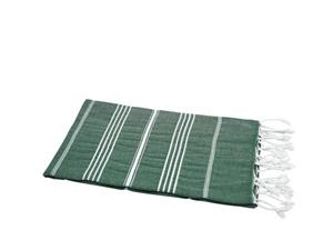 My Hamam Strandtuch »Hamamtuch Sultan tannengrün mit weißen Streifen« (1-St), pflegeleicht und platzsparend