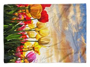 Sinus Art Handtücher »Handtuch Strandhandtuch Saunatuch Kuscheldecke mit Fotomotiv Tulpen Bunt Sommer« (1-St), Handtuch