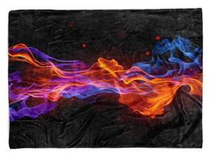 Sinus Art Handtücher »Handtuch Strandhandtuch Saunatuch Kuscheldecke mit Fotomotiv Flammen Blau Rot Kunstvoll« (1-St), Handtuch