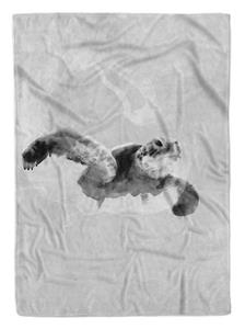 Sinus Art Handtücher »Handtuch Strandhandtuch Saunatuch Kuscheldecke Grau Seeschildkröte Motiv« (1-St), Handtuch
