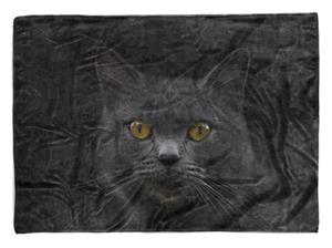 Sinus Art Handtücher »Handtuch Strandhandtuch Saunatuch Kuscheldecke mit Tiermotiv Schwarze Katze« (1-St), Handtuch