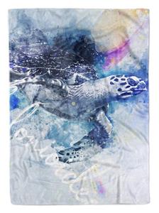 Sinus Art Handtücher »Handtuch Strandhandtuch Saunatuch Kuscheldecke SplashArt Tier Serie Kunstvoll Sea Turtle« (1-St), Handtuch