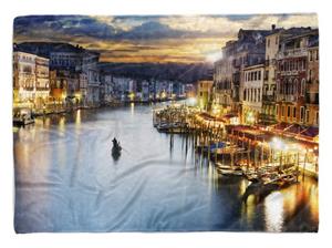 Sinus Art Handtücher »Handtuch Strandhandtuch Saunatuch Kuscheldecke mit Fotomotiv Venedig Sonnenunte« (1-St), Handtuch