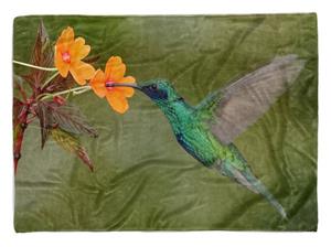 Sinus Art Handtücher »Handtuch Strandhandtuch Saunatuch Kuscheldecke mit Tiermotiv Kolibri Blume Nekt« (1-St), Handtuch