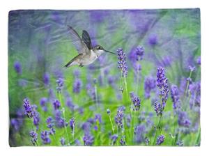 Sinus Art Handtücher »Handtuch Strandhandtuch Saunatuch Kuscheldecke mit Tiermotiv Kolibri Blumen Lav« (1-St), Handtuch