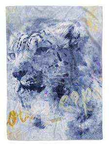 Sinus Art Handtücher »Handtuch Strandhandtuch Saunatuch Kuscheldecke SplashArt Tier Serie Kunstvoll Snow Leopar« (1-St), Handtuch