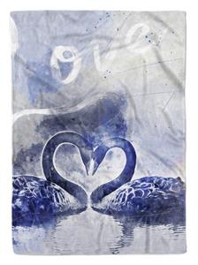 Sinus Art Handtücher »Handtuch Strandhandtuch Saunatuch Kuscheldecke SplashArt Tier Serie Kunstvoll Swan Love M« (1-St), Handtuch