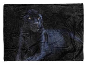 Sinus Art Handtücher »Handtuch Strandhandtuch Saunatuch Kuscheldecke mit Tiermotiv Schwarzer Panther« (1-St), Handtuch