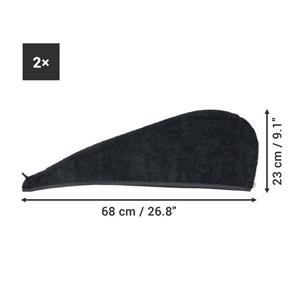 HOMELEVEL Turban-Handtuch (2-St), 2x Frottee Haarturban mit Knopf - Kopf Handtuch Haartuch Turban - 100% Baumwolle schnelltrocknend - 2 Stück - Haarhandtuch in Anthrazit