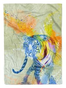 Sinus Art Handtücher »Handtuch Strandhandtuch Saunatuch Kuscheldecke SplashArt Tier Serie Kunstvoll Tiger Motiv« (1-St), Handtuch