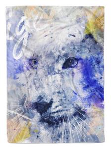 Sinus Art Handtücher »Handtuch Strandhandtuch Saunatuch Kuscheldecke SplashArt Tier Serie Kunstvoll White Tiger« (1-St), Handtuch