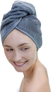 Carenesse Turban-Handtuch »Haarturban aus saugstarker 100% Baumwolle grau, Knopf & Schlaufe«, Haarhandtuch Handtuch Haare Haar-Turban Haar Turban Hair Towel
