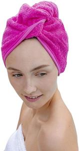 Carenesse Turban-Handtuch »Haarturban aus saugstarker 100% Baumwolle pink, Knopf & Schlaufe« (1-St), Haarhandtuch Handtuch Haare Haar-Turban Haar Turban Hair Towel