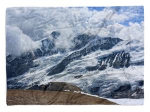 Sinus Art Handtücher »Handtuch Strandhandtuch Saunatuch Kuscheldecke mit Fotomotiv Berge Gletscher Schnee« (1-St), Handtuch