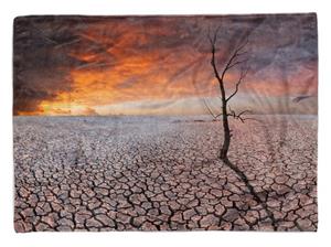 Sinus Art Handtücher »Handtuch Strandhandtuch Saunatuch Kuscheldecke mit Fotomotiv Wüste Trocken Baum« (1-St), Handtuch