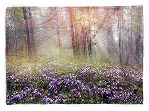 Sinus Art Handtücher »Handtuch Strandhandtuch Saunatuch Kuscheldecke mit Fotomotiv Waldblumen Wald Li« (1-St), Handtuch