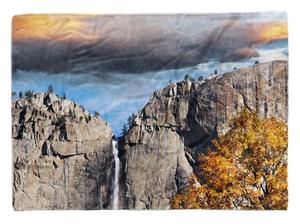 Sinus Art Handtücher »Handtuch Strandhandtuch Saunatuch Kuscheldecke mit Fotomotiv Berge Klippen Wasserfall« (1-St), Handtuch