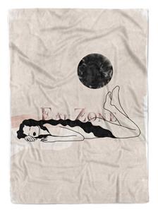 Sinus Art Handtücher »Handtuch Strandhandtuch Saunatuch Kuscheldecke Kunstvoll junge Frau in Mondlicht« (1-St), Handtuch